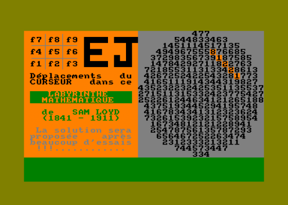 Labyrinthe Mathematique de Sam Lyod