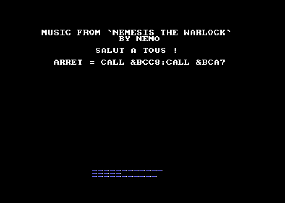 NEMO MusicRip 1 Screenshot 5 (Amstrad CPC464)