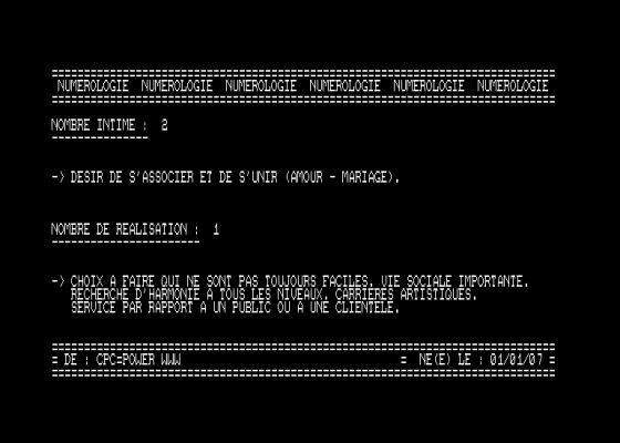 Numerologie Screenshot 5 (Amstrad CPC464)