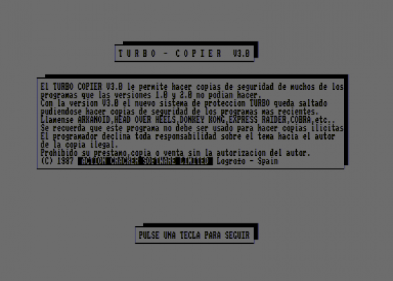 Turbo Copier Screenshot 5 (Amstrad CPC464)