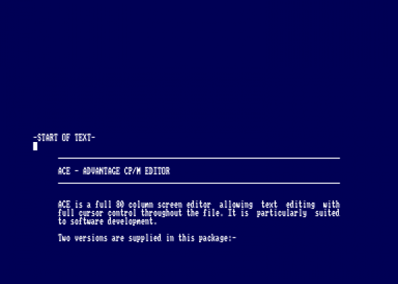 Advantage CPM Editor v1.31 Screenshot 1 (Amstrad CPC464)