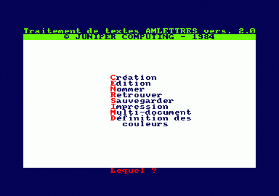 Amlettres Screenshot 1 (Amstrad CPC464)