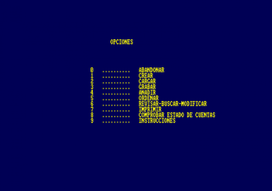 Contabilidad Domestica Screenshot 1 (Amstrad CPC464)
