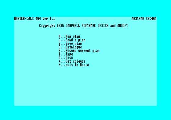 Master Calc Screenshot 1 (Amstrad CPC464)