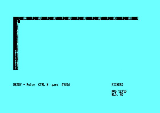 Microspread Spreadsheet Screenshot 1 (Amstrad CPC464)