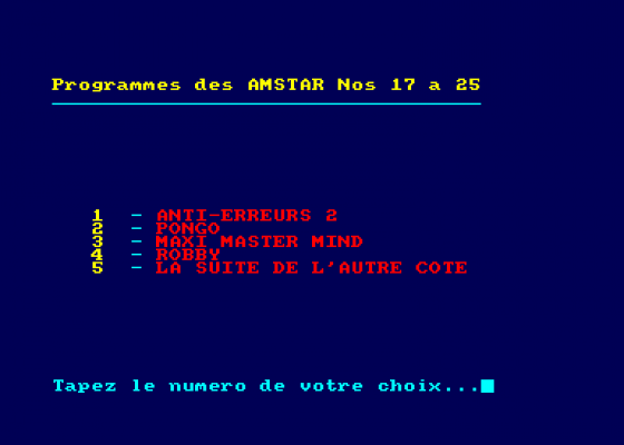 Programmes Des AMSTAR Nos 17 a 25