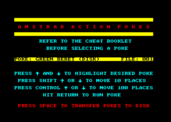 Amstrad Action Pokes