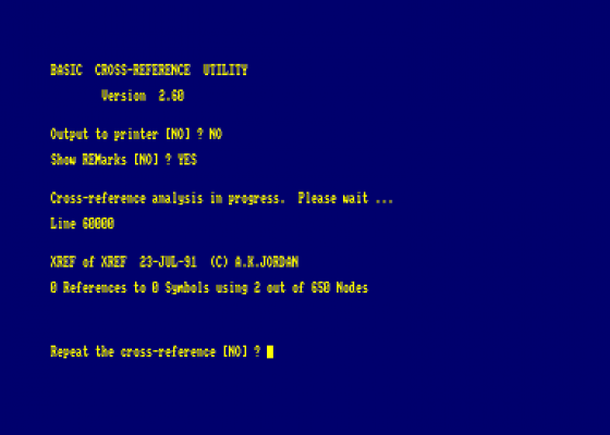 Basic Cross-Reference Utility Version 2.60 Screenshot
