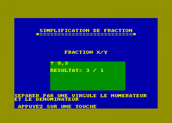 Simplification De Fraction Screenshot