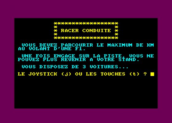 Racer Conduite