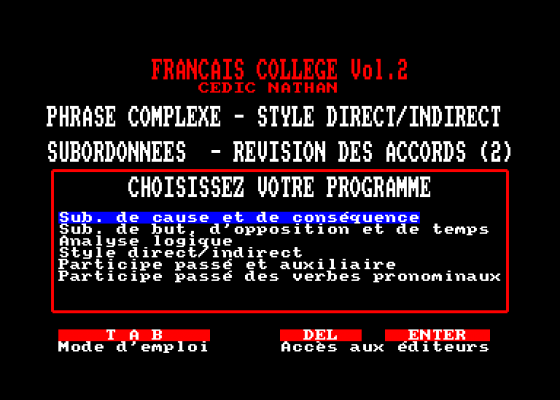 Logiciels Nathan Colleges Grammaire Langue Francaise Volume 2