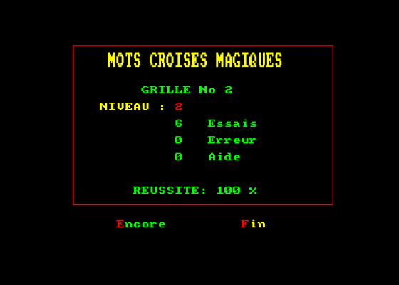 Mots Croises Magiques Screenshot 5 (Amstrad CPC464)