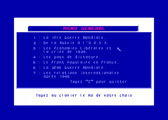 Micro Brevet - Histoire Screenshot 1 (Amstrad CPC464)