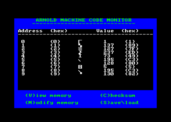 Arnold Monitor Screenshot 1 (Amstrad CPC464)