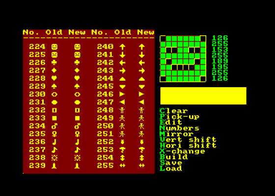 Character Builder Screenshot 1 (Amstrad CPC464)