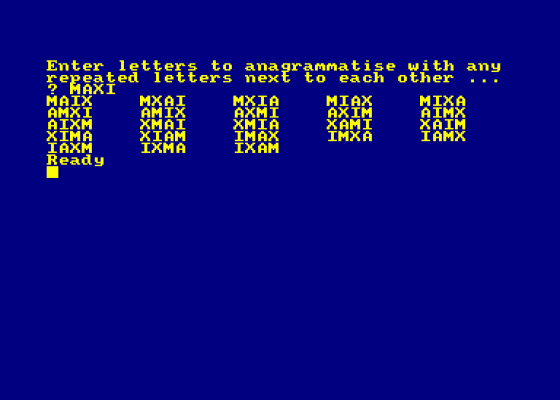 Permutations Screenshot 1 (Amstrad CPC464)