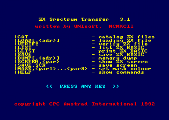 ZX Spectrum Transfer 3.1 Screenshot