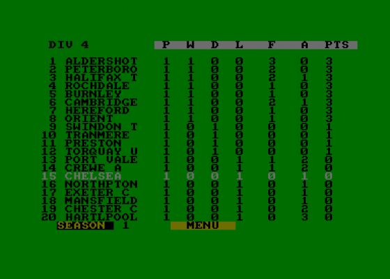 Football Director II Screenshot 5 (Amstrad CPC464)