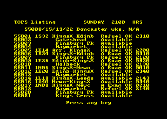 Deltic Fleet Manager A Railway Simulation Screenshot 1 (Amstrad CPC464)