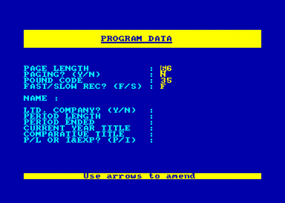 Final Accounts Screenshot 1 (Amstrad CPC464)