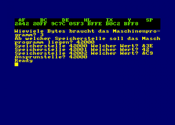 Z80-Registercheck v1.2 Screenshot