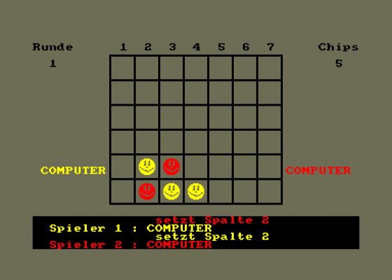 Vier Gewinnt - Das Denkspiel !!! Screenshot 1 (Amstrad CPC464)
