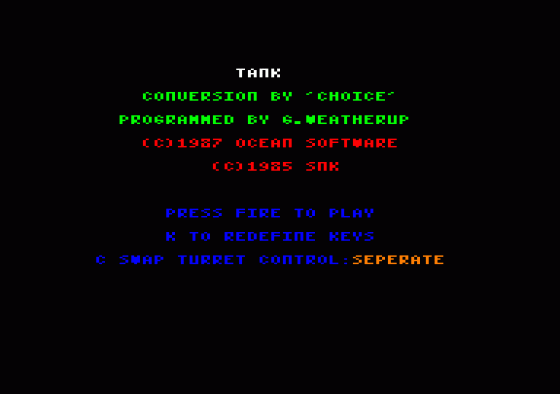 Tank Screenshot 5 (Amstrad CPC464)