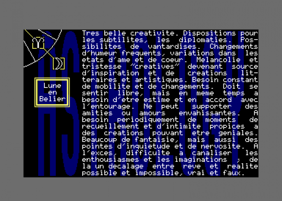 Astrology Portrait Astral Screenshot 5 (Amstrad CPC464)