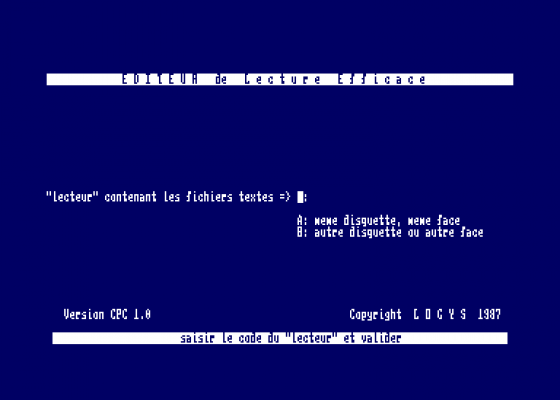 Lecture Efficace Screenshot 5 (Amstrad CPC464)