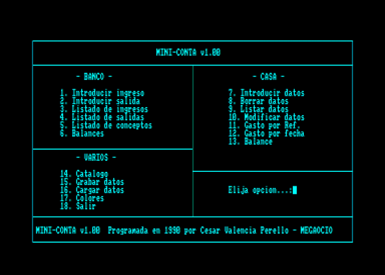 Mini-Conta Screenshot 1 (Amstrad CPC464)