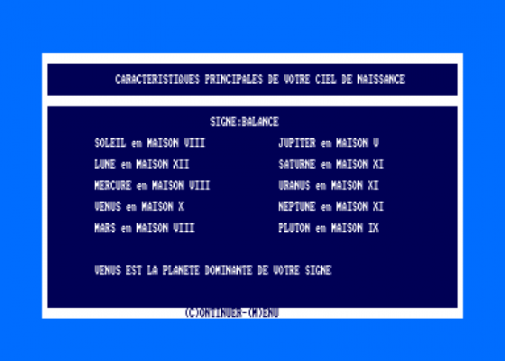 Amstrologie Screenshot 5 (Amstrad CPC464)