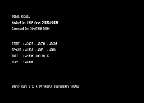 Shap Audio Compilation Letter T Screenshot 5 (Amstrad CPC464)