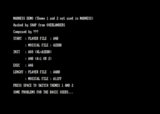 Shap Audio Compilation Misc Screenshot 5 (Amstrad CPC464)