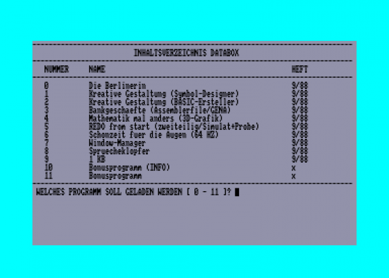 Databox 9-88 Screenshot 1 (Amstrad CPC464)