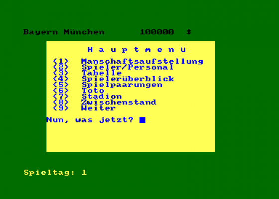 Fussball-Manager Screenshot 1 (Amstrad CPC464)