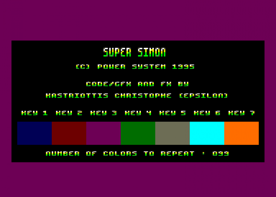 Super Simon v1.0 Screenshot 1 (Amstrad CPC464)