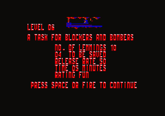 Lemmings Screenshot 5 (Amstrad CPC464)