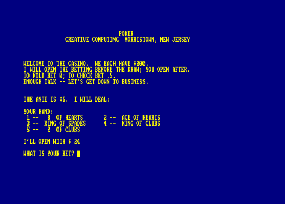 BASIC Computer Games - 101 Great Games To Play On Your Home Computer Screenshot 5 (Amstrad CPC464)