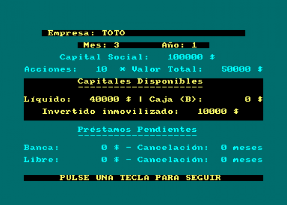 Negocios Screenshot 1 (Amstrad CPC464)