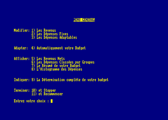 Programme D'Adaptation Recursive Du Budget