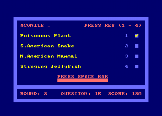 Wild Life Quiz Screenshot 5 (Amstrad CPC464)