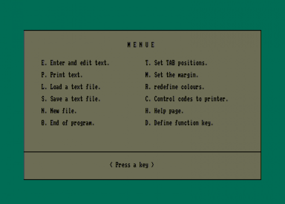 Writer Screenshot 1 (Amstrad CPC464)