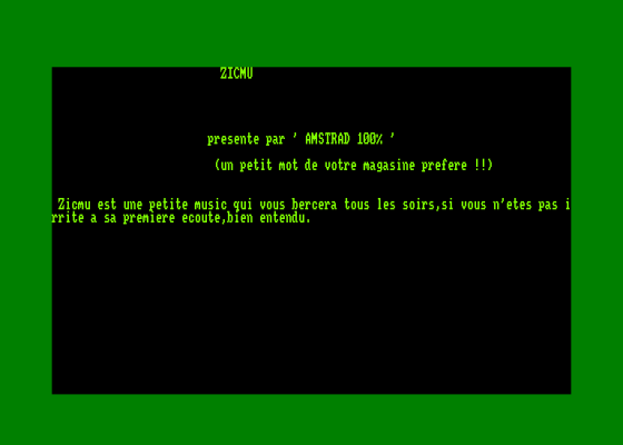Zicmu Screenshot 1 (Amstrad CPC464)