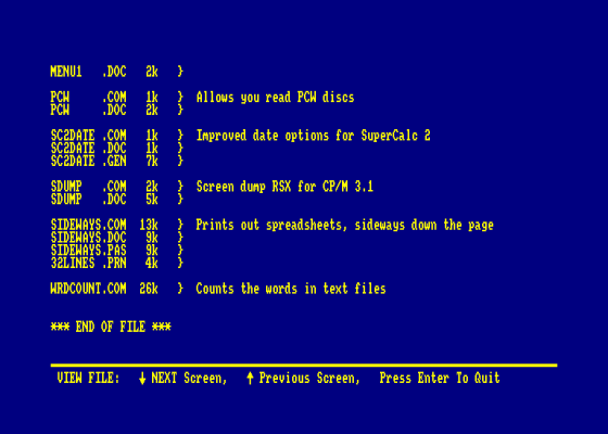 Wacci Public Domain Disc 82 - CPM - Utilities Disc - CPM 3.1 Only Screenshot 5 (Amstrad CPC464)