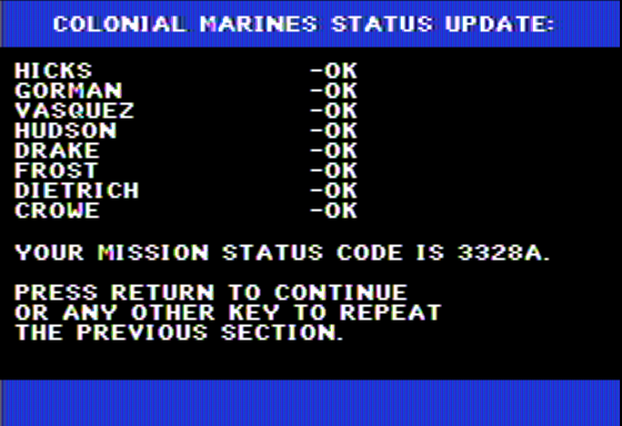 Aliens: The Computer Game Screenshot 6 (Apple II)