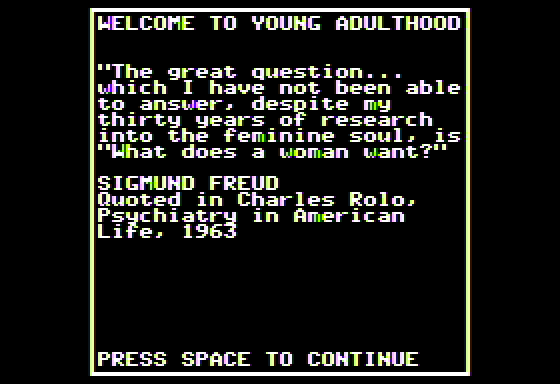 Alter Ego (female) Screenshot 5 (Apple II)