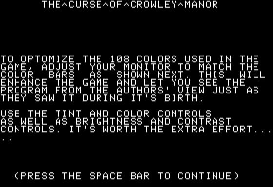 The Curse Of Crowley Manor Screenshot 5 (Apple II)