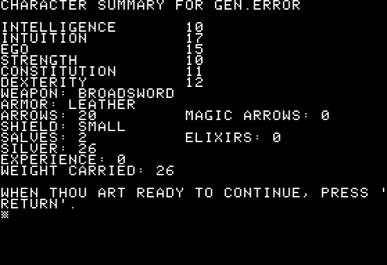 Dunjonquest: Temple Of Apshai Screenshot 6 (Apple II)