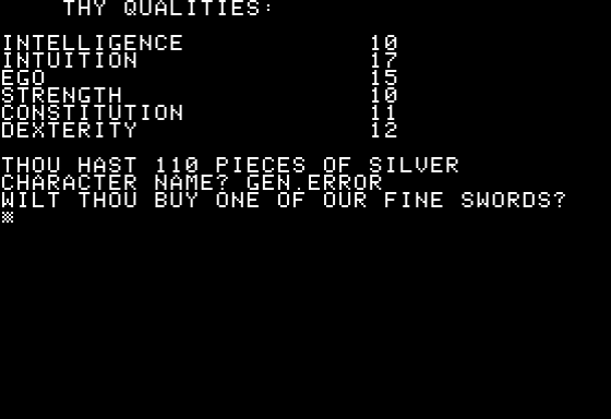 Dunjonquest: Temple Of Apshai Screenshot 11 (Apple II)