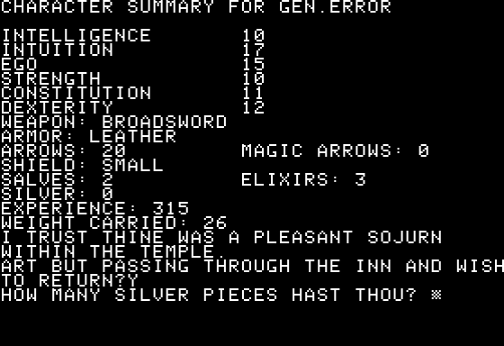 Dunjonquest: Temple Of Apshai Screenshot 24 (Apple II)